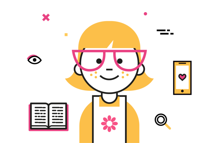 Personnage MNT &VOUS, petite fille avec des lunettes